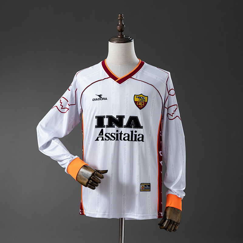 Camiseta retro de manga larga de la Roma 99-00 (visitante) Tallas S-XXL